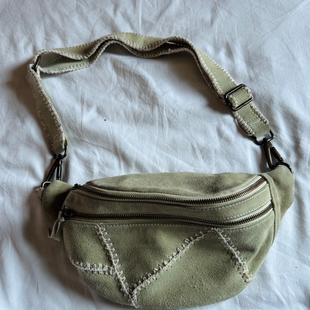Free People Olive Green Suede Crossbody Belt Bag